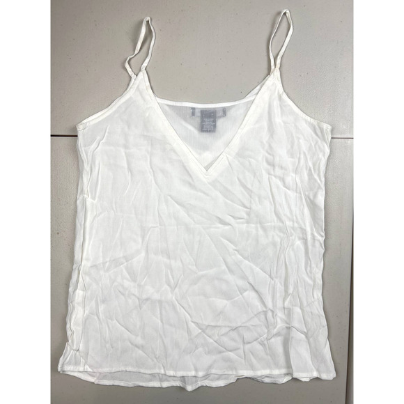 Love Cameron Women LARGE Off White Strappy V Tank Top Loose Casual Shirt Blouse - Picture 7 of 7